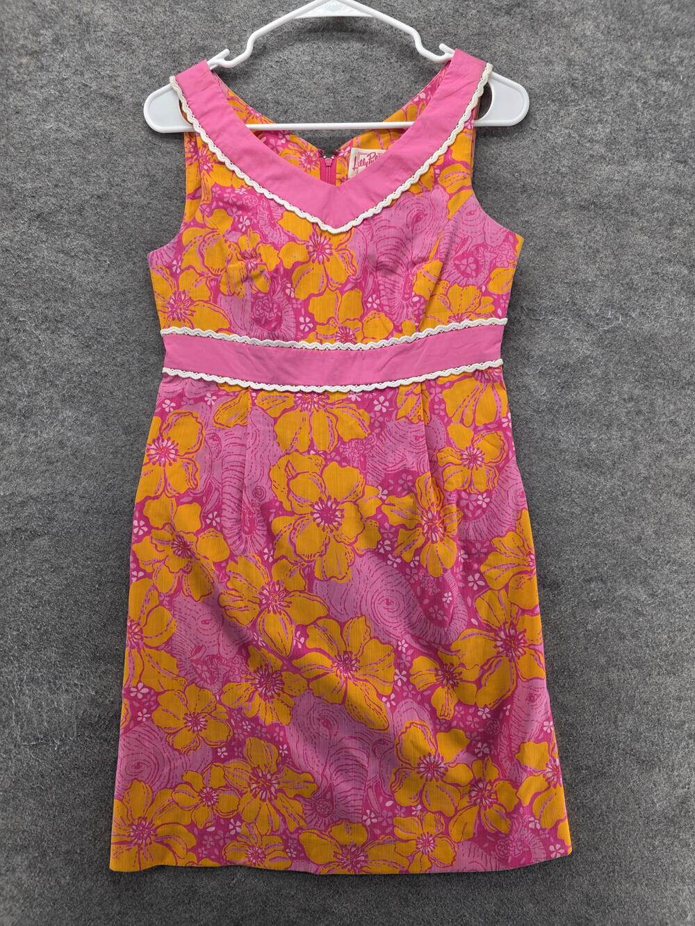 Lilly Pulitzer Dress Girls 2 Pink Floral Fit & Flare Sleeveless Lace Lined